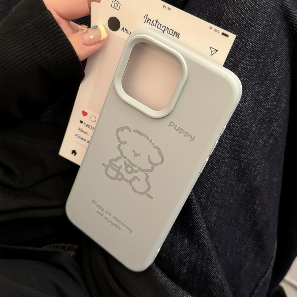 Fun Cute Simple Lines Puppy Phone Case For iPhone 16 15 14 13 12 Pro Max Plus Creative Soft Personality Cartoon Silicone