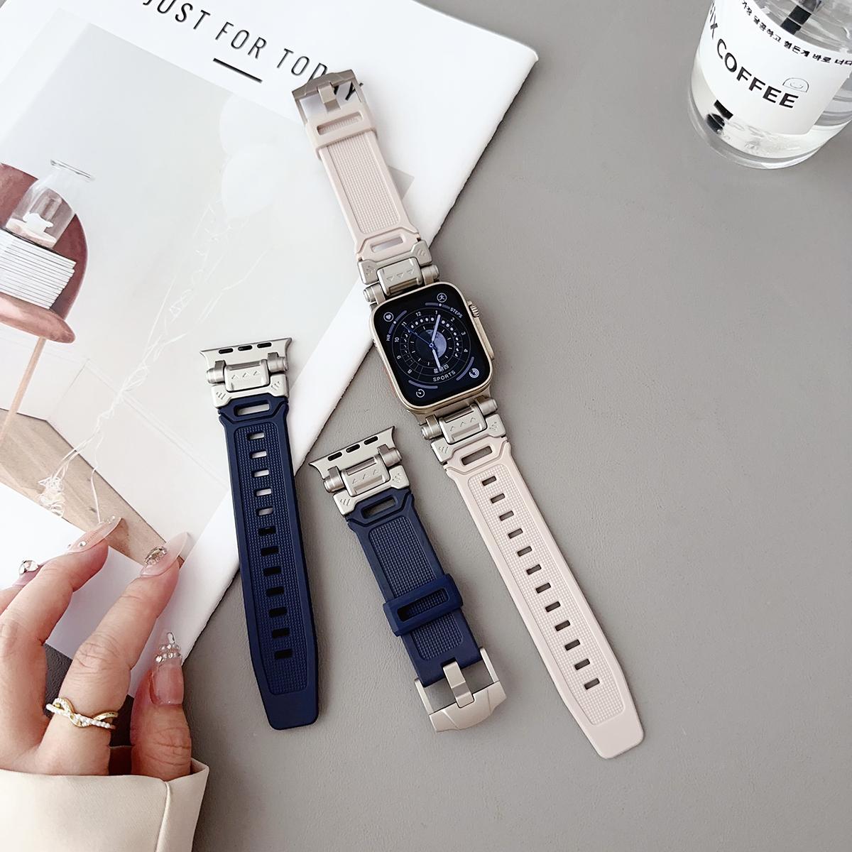 Rubber Strap For Apple Watch Band Ultra 2 1 49mm 45mm 44mm 42mm Soft Sport Band For iWatch Series 9 8 7 6 5 Bracelet Accessories