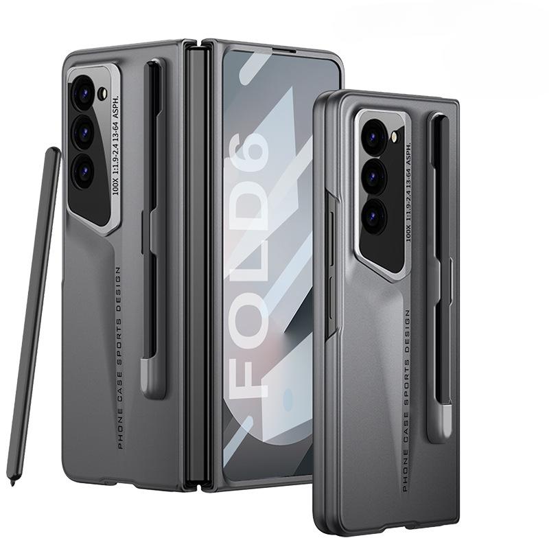 Pour Samsung Z Fold6 Case, Blade Point Men Matte Business Case avec fente pour stylo, étui de téléphone élégant de luxe Protection de l'appareil photo Coque rigide antichoc