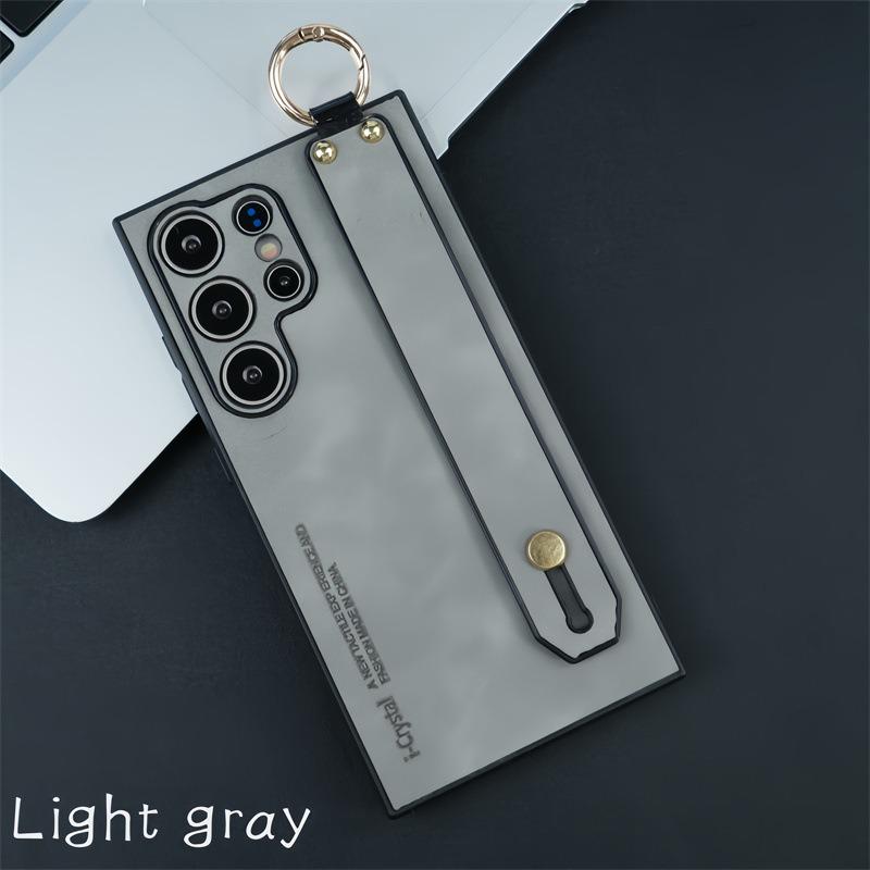 For Samsung S25Ultra S25 S24 S23 S22 S21 Case With Wristband, Matte Durable Faux Leather Kickstand Shockproof Phone Case