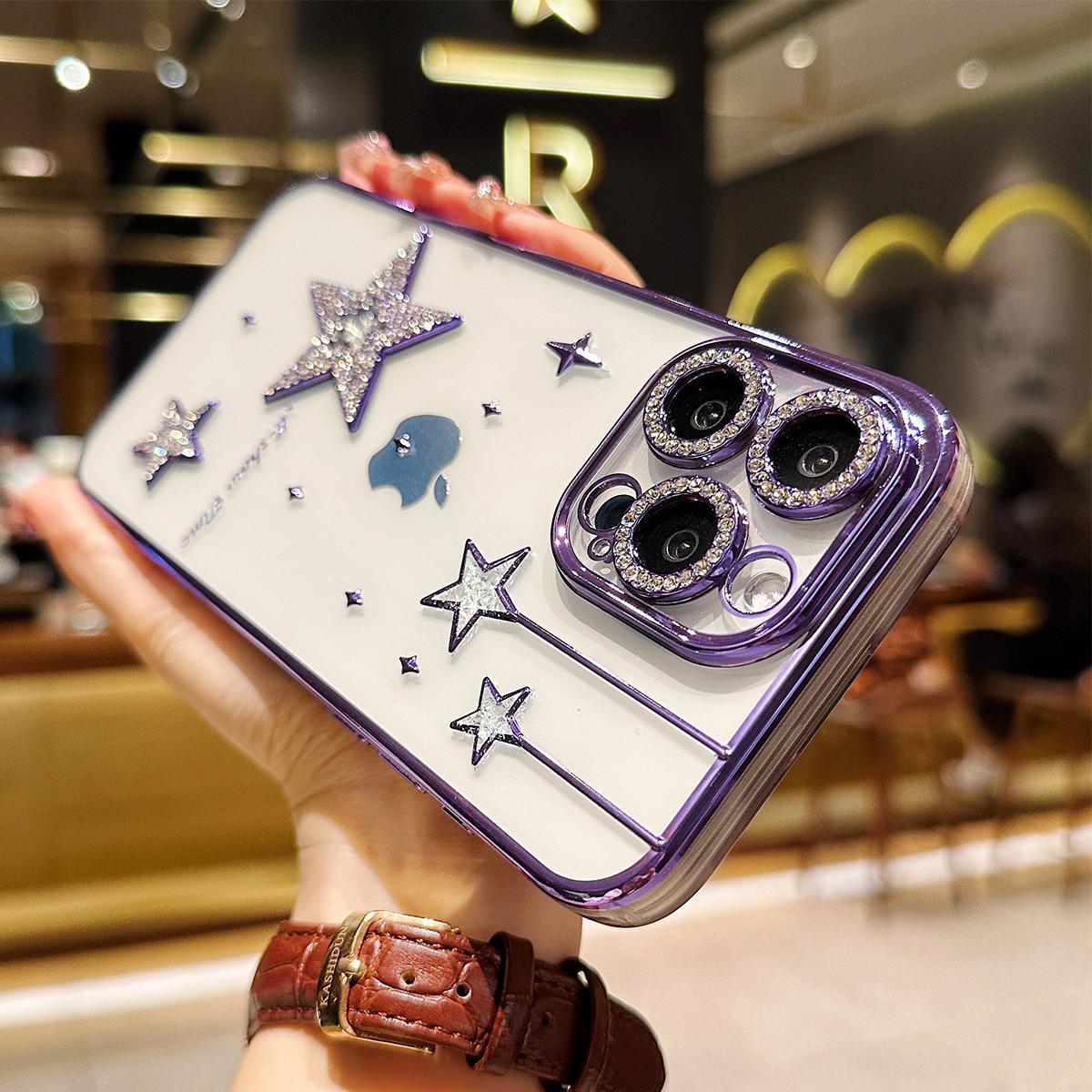 For iPhone 11 12 13 14 15 Pro Max Luxuxy Unique Diamond Star Soft Phone Case Cover