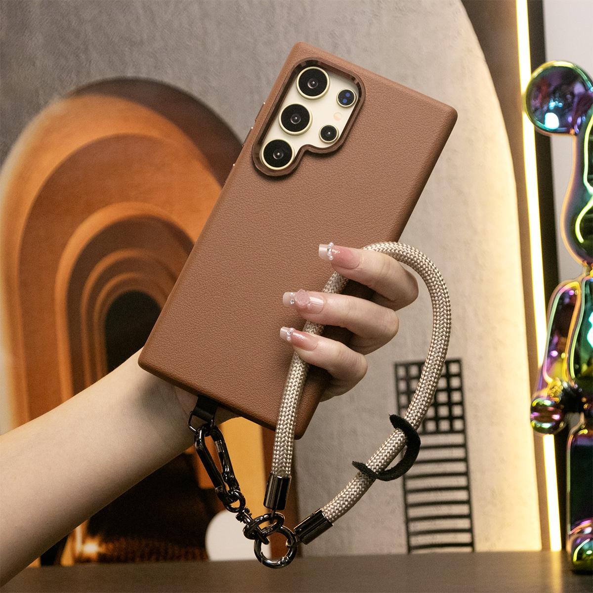 For Samsung S24 Ultra S24Plus S24 Case, Luxury Drop- Proof Leather Magnetic Phone Case Multifunctional Climbing Rope, Camera Protection Hard Cover