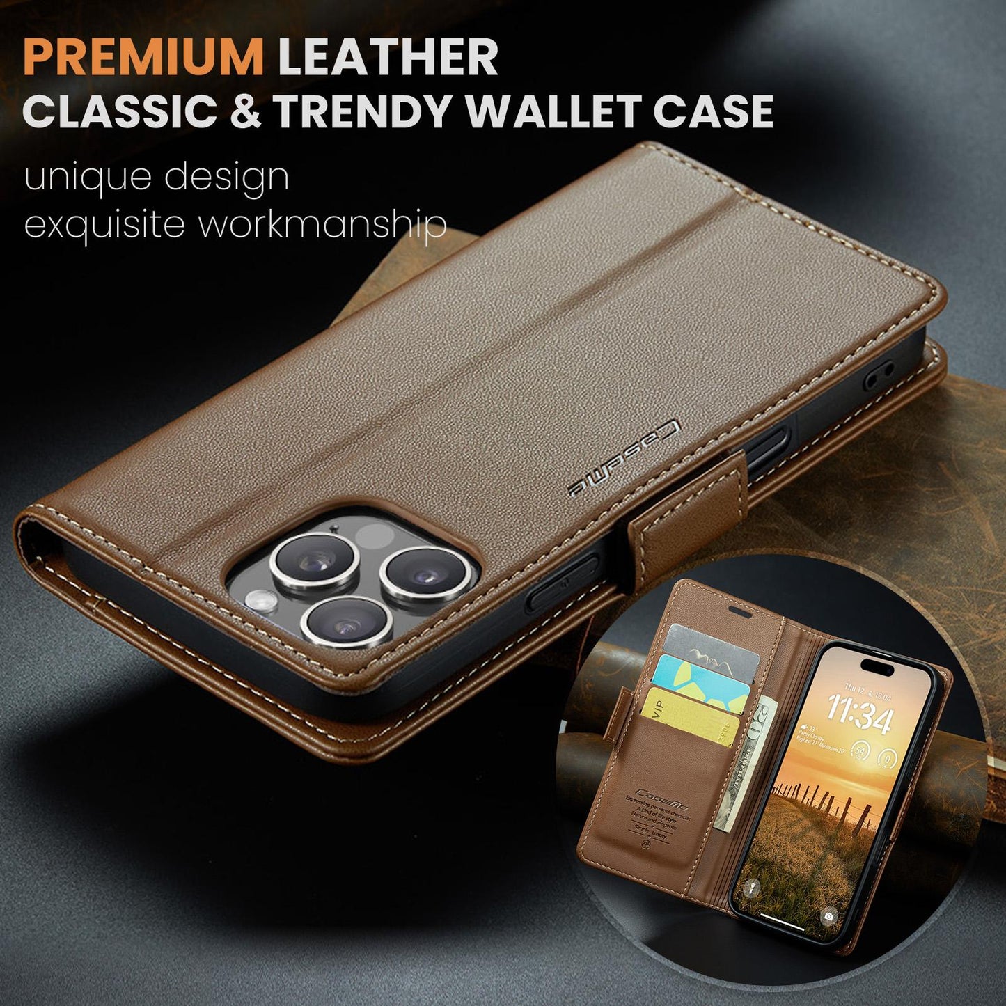 For iPhone 16 15 14 13 12 Pro Max Phone Case, Luxury Leather Wallet Card Bag Shockproof Kickstand Business Magnetic Full Cover