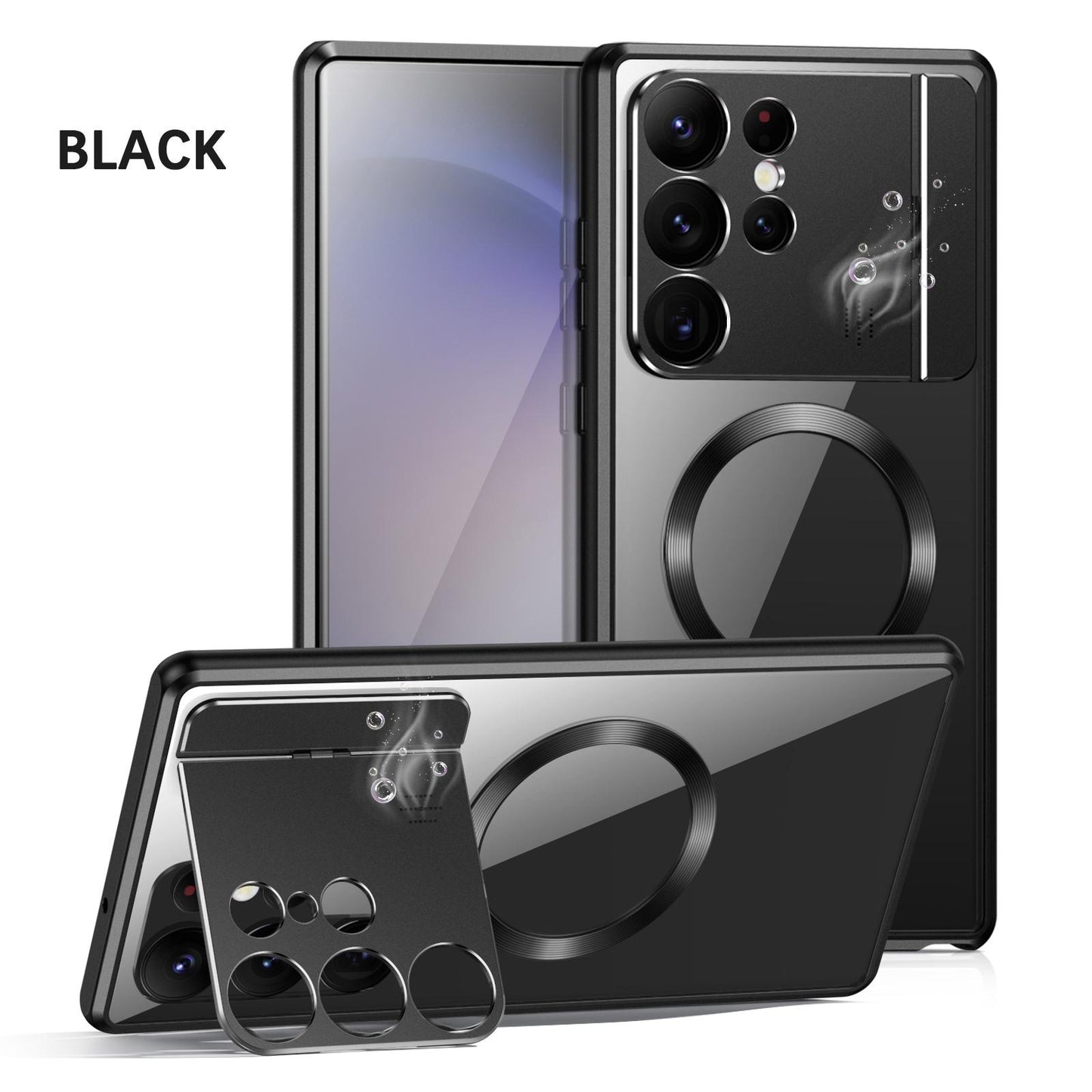 Luxury Perfume Magnetic Fragrance Case For Samsung Galaxy S21Ultra S22Ultra S23 Ultra With Lens Protector Foldable Bracket Metal Cover
