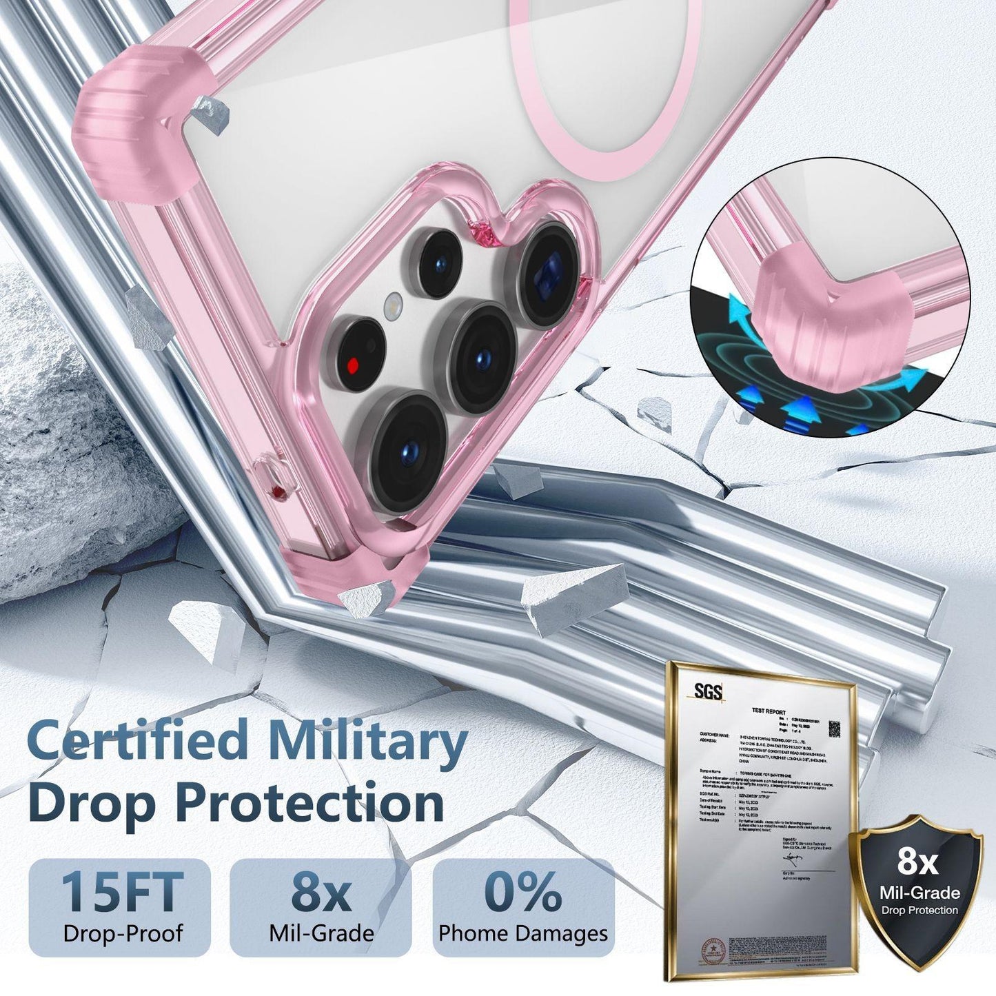 HD Acrylic Transparent Strong Magnetic High Protection Four Corner Shockproof Phone Case For Samsung S25Ultra S24 S23 S22 S21 Note20 Not Yellowing Clear Hard Full Cover