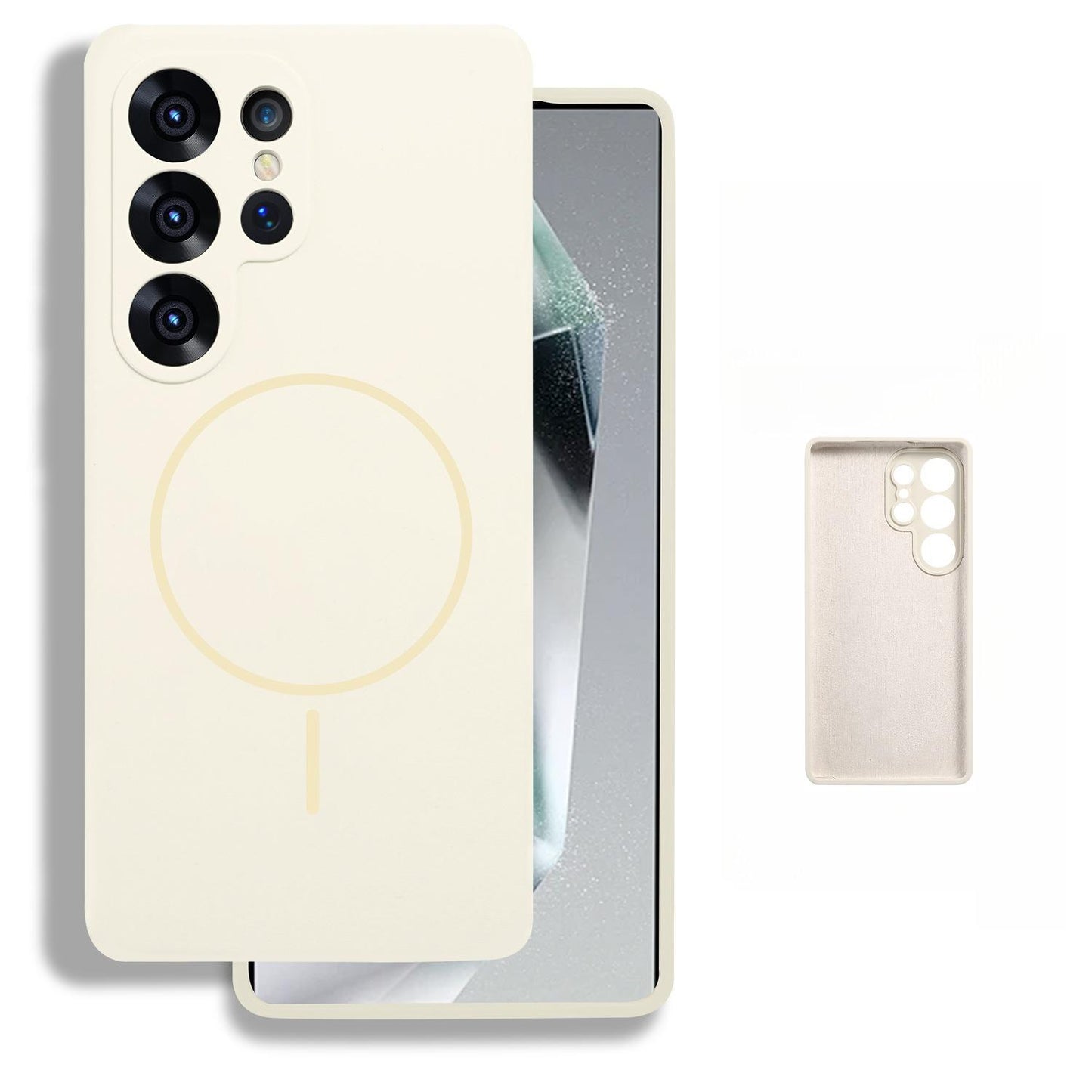 Liquid Silicone Fine Ring Strong Magnetic Precision Fingerprint-proof Phone Case For Samsung S25Ultra S25 S24 S23, Soft Skin Feel Shockproof Soft Full Cover With Microfiber Lining