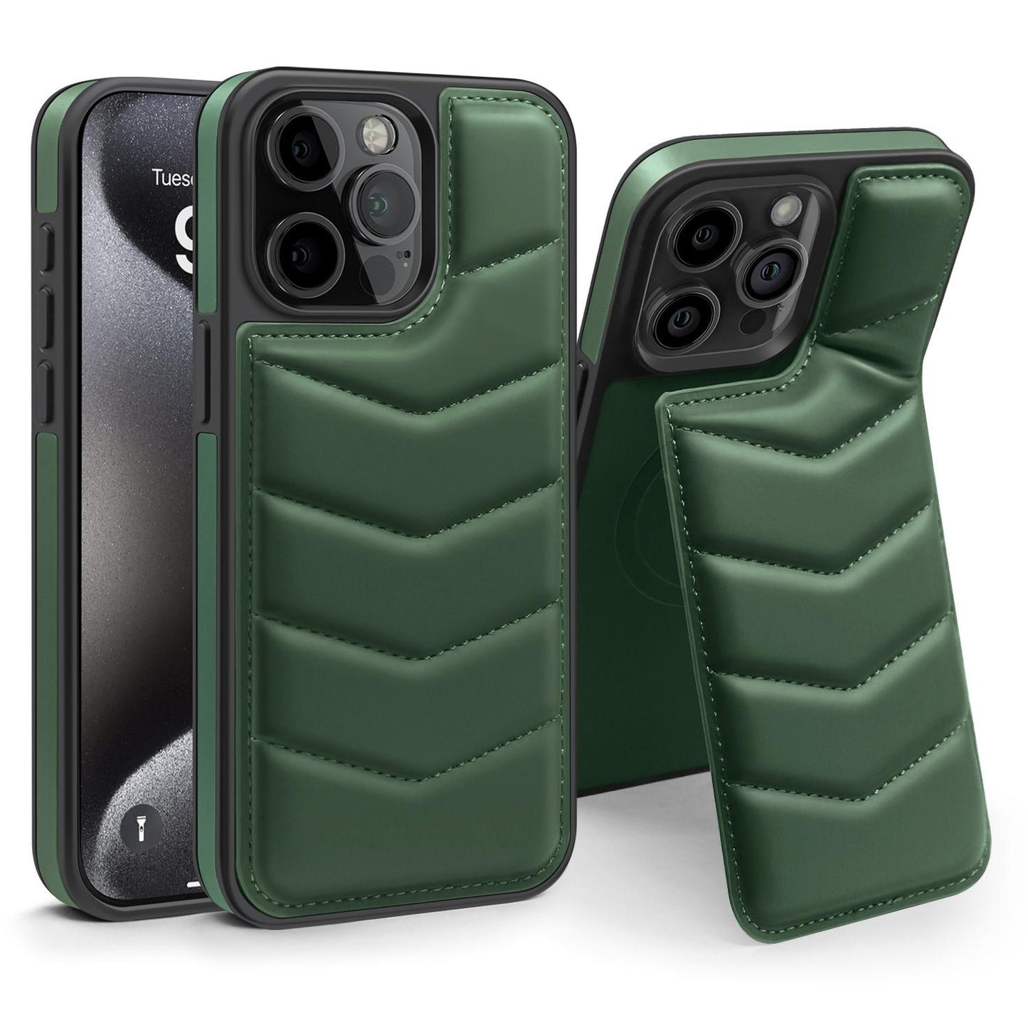 Wave Down Jacket holder Phone Case For iPhone 11 12 13 14 15 Pro Max Plus For Magsafe Wireless charging Shockproof Phone Cover