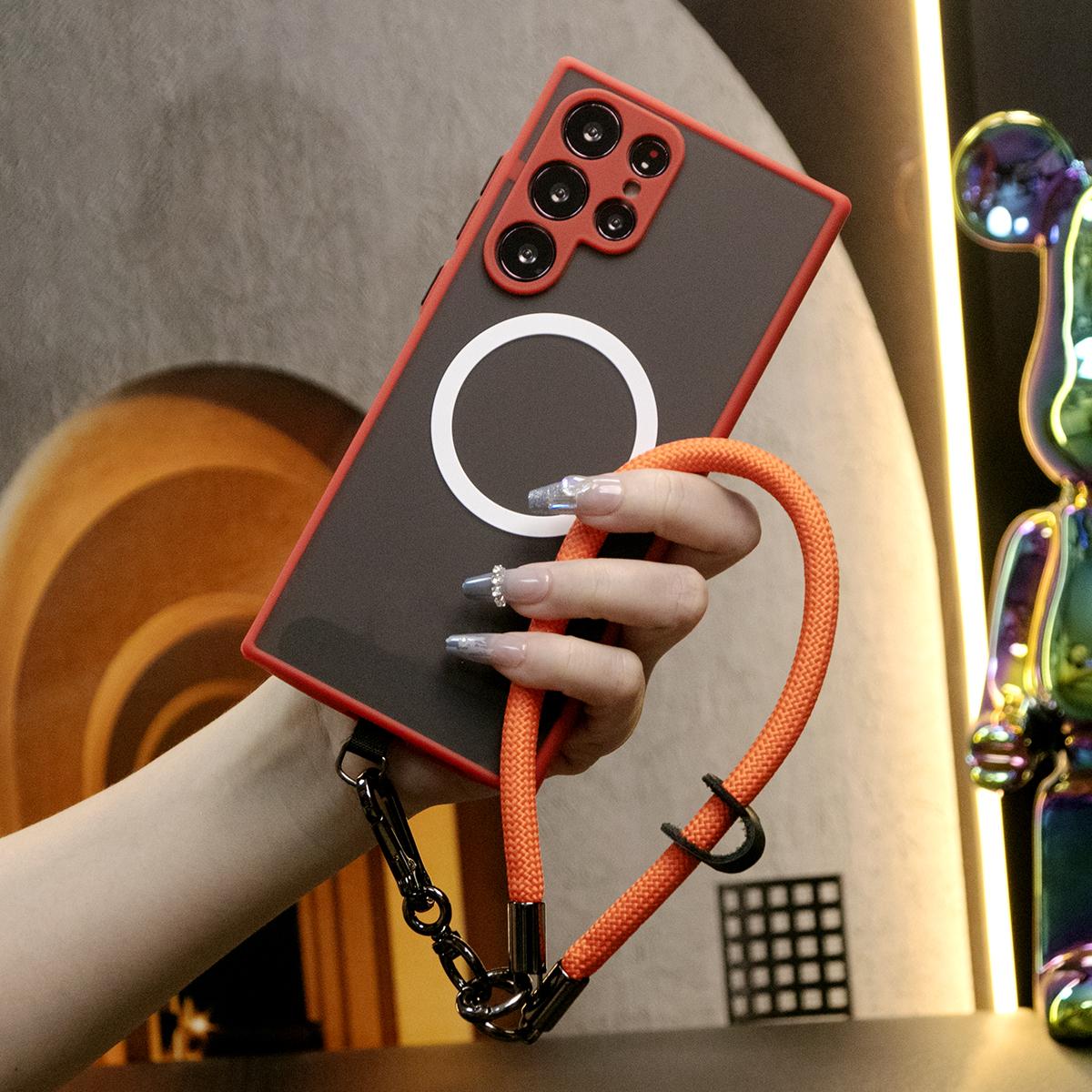 Luxury Matte Clear Support Magnetic With Multifunctional Climbing Rope For S25 S24 Ultra Plus S24FE