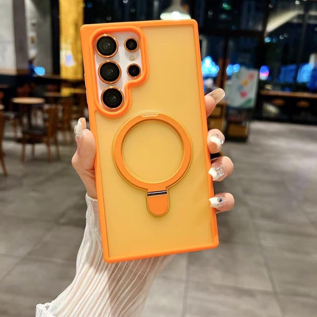 For Samsung S24 S24+ S24Ultra Case, Magnetic Stand Hard Cover, Full Matte Case Protection Support Wireless Charging Phone Case with Lens Protector