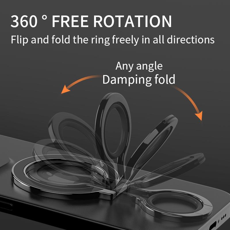 360 Degree Rotation Magnetic Finger Ring Phone Holder Classy Multi-angle Damping Fold Soft Silicone Ring Vertical / Horizontal Kickstand, for iPhone 16 15 14 13 12 for Samsung S25 S24 S23