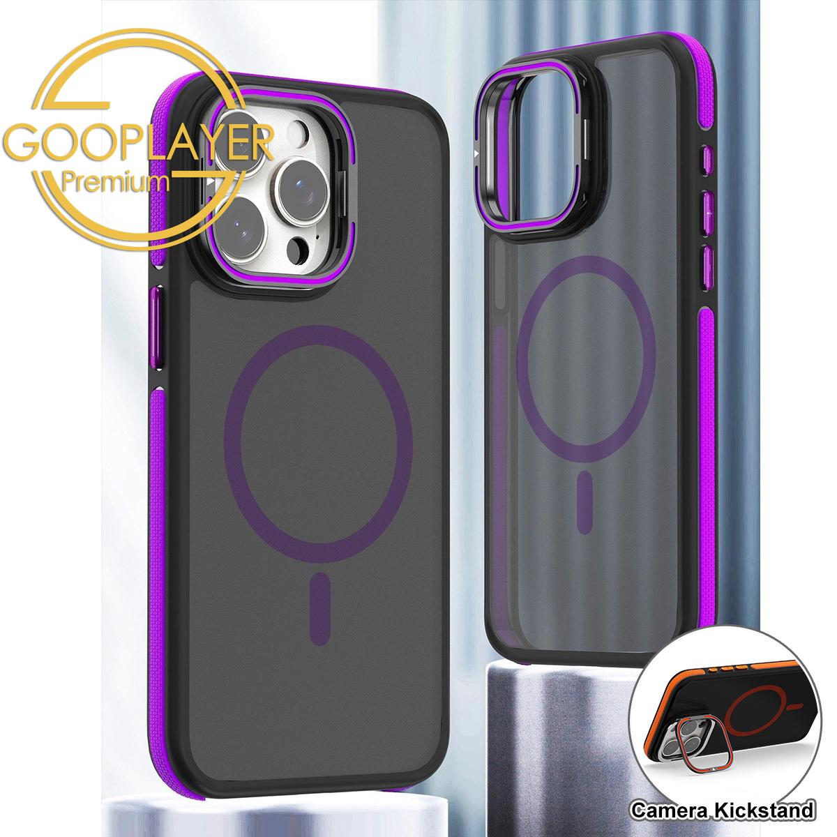For iPhone 16 15 14 13 12 Pro Max Phone Case, Premium Matte Strong Magnetic Metal Camera Kickstand Acrylic Shockproof for Magsafe Anti-Fall Bumper Hard Full Cover