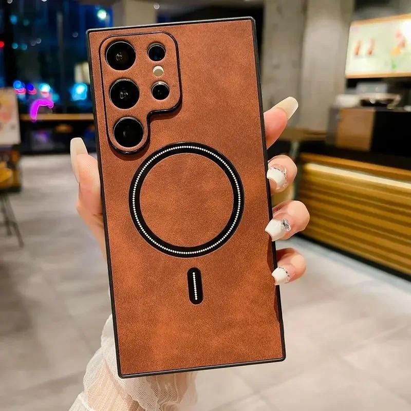 Vintage Leather Magnetic Case For Samsung S24 S23 S22 S21 Note20 Ultra Plus S21FE S23Ultra Hard Cover