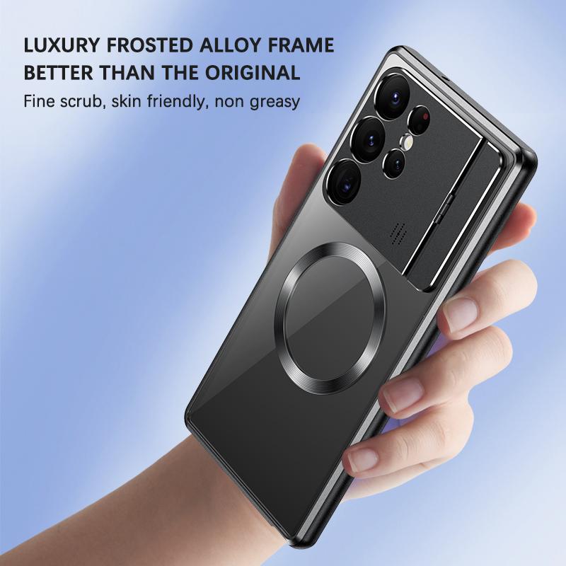 Luxury Perfume Magnetic Fragrance Case For Samsung Galaxy S21Ultra S22Ultra S23 Ultra With Lens Protector Foldable Bracket Metal Cover