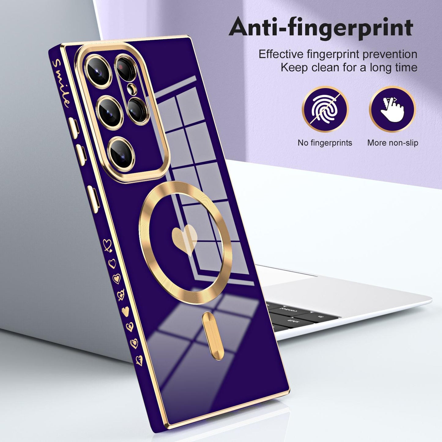Electroplated Glossy Love Heart Magnetic TPU Case For Samsung S23 Ultra S22 S21 Plus Soft Cover