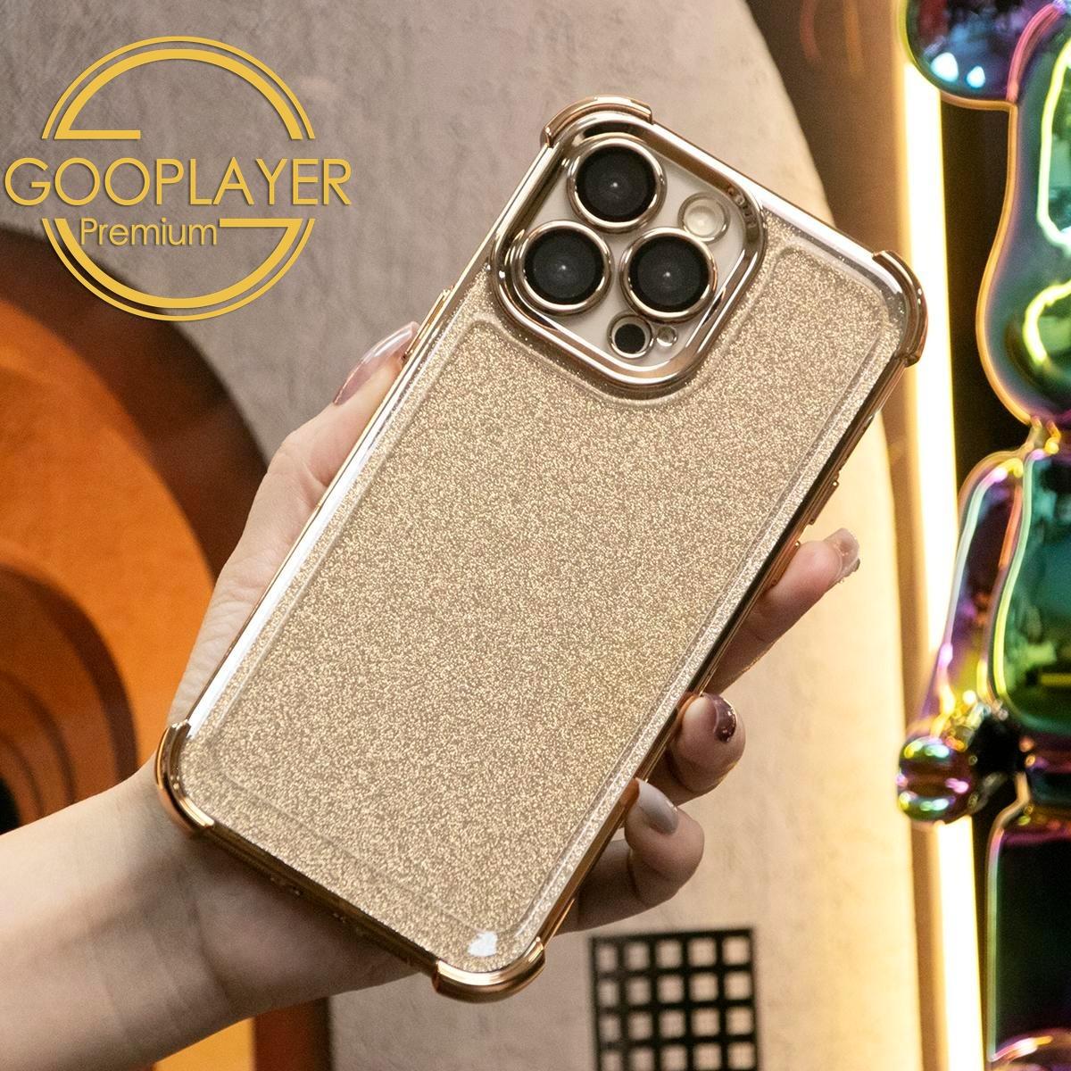 For iPhone 16 15 14 13 Phone Case, Luxury Glitter Four Corner Plating Clear High Definition Acrylic Built-in Camera Protector Shockproof Hard Full Cover