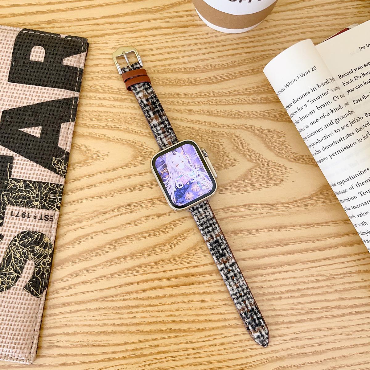 Slim Woolen Wristband for Apple Watch 44mm Band 45 42 38 41 Ultra 49mm Link Bracelet for IWatch Series 9 8 7 6 SE 5 4