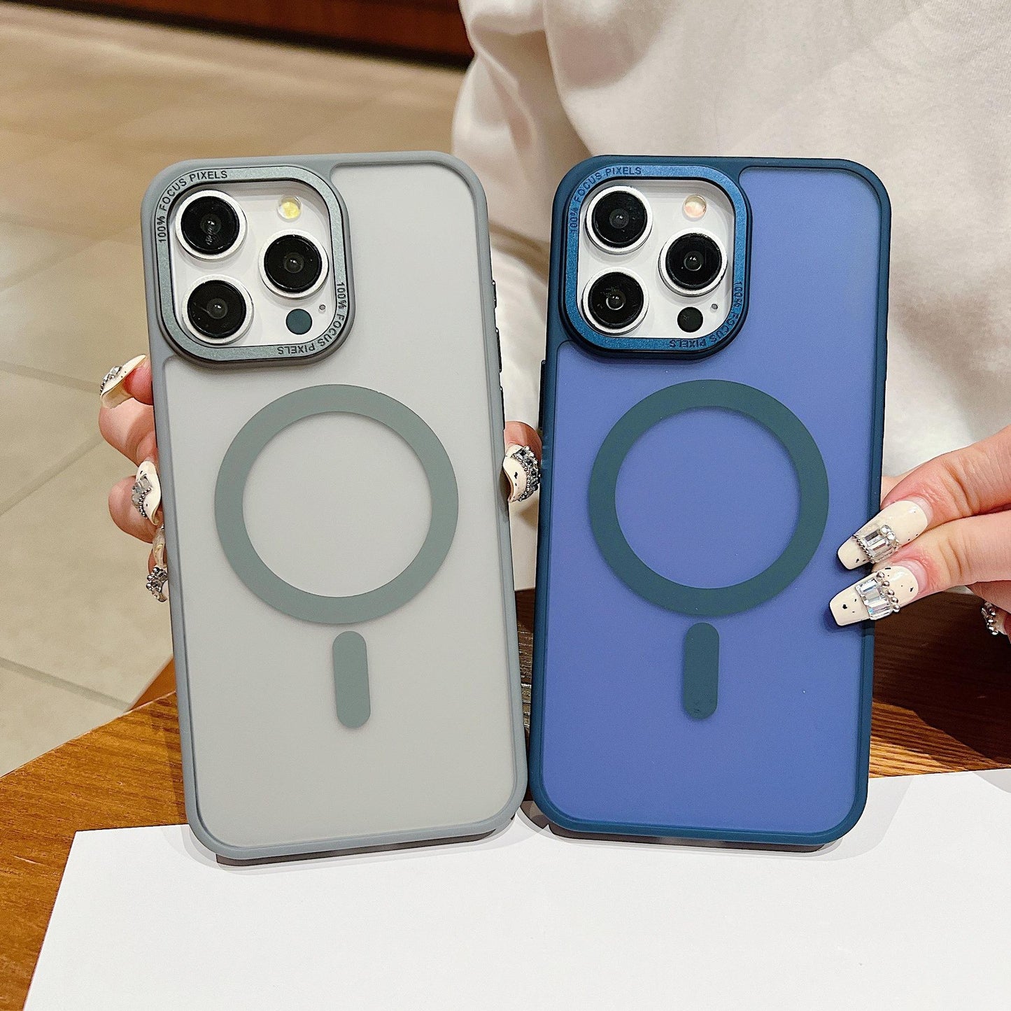 For iPhone 16ProMax 16 15 14 13 Phone Case, Matte Transparent Magnetic Acrylic Slim, Metal Camera Frame Cover Protection Hard Full Cover
