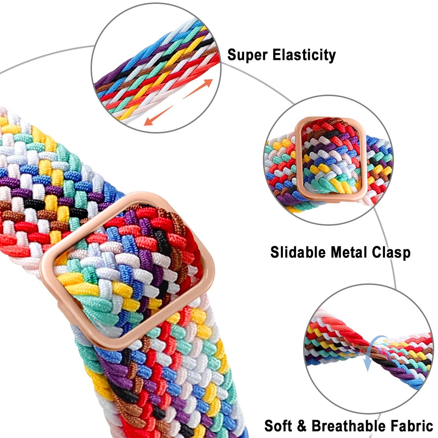 Boucle solo tressée pour bracelet de montre Apple 44 mm 40 mm 49 mm 45 mm 41 mm 38 mm Bracelet en nylon élastique iWatch série 8 3 se 6 7 Ultra