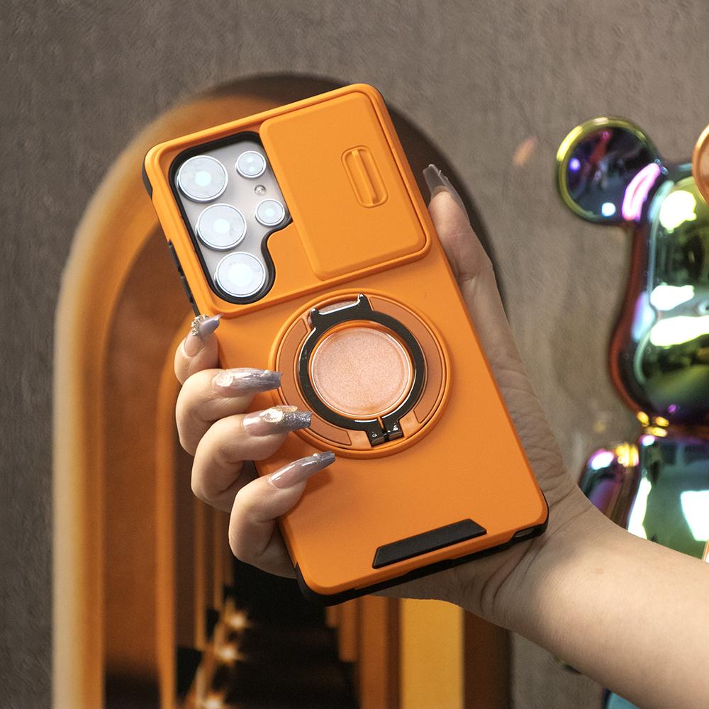 Removable Dust-proof Lens Cap Protection Phone Case 360 Rotating Metal Kickstand For Samsung S25Ultra S24 S23 S22 S21 Note20 A06 A15 A16 A25 A35 A36 A53 A54 A55 Shockproof Cover