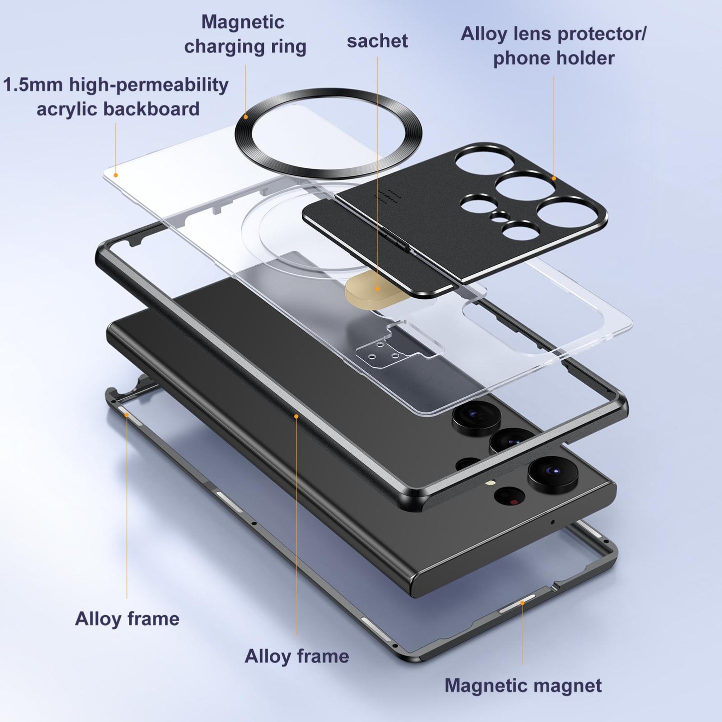 Luxury Perfume Magnetic Fragrance Case For Samsung Galaxy S21Ultra S22Ultra S23 Ultra With Lens Protector Foldable Bracket Metal Cover
