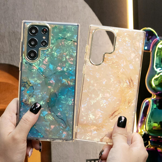 Plating Marble Soft Shockproof Phone Case For Samsung S24Ultra S24FE S23 S22 Ultra Plus Big Hole Cover S23FE A13 A14 A15 A23 A24 A34 A52 A53 A54 A55