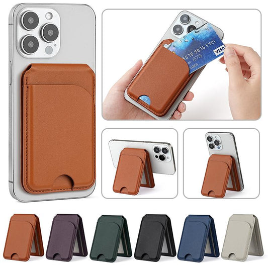 Leather Flip Wallet Card Kickstand Holder for Magsafe Magnetic Holder For Magsafe For iPhone 16 15 12 13 14 For Samsung S24 S23 Universal Phone Accessorries