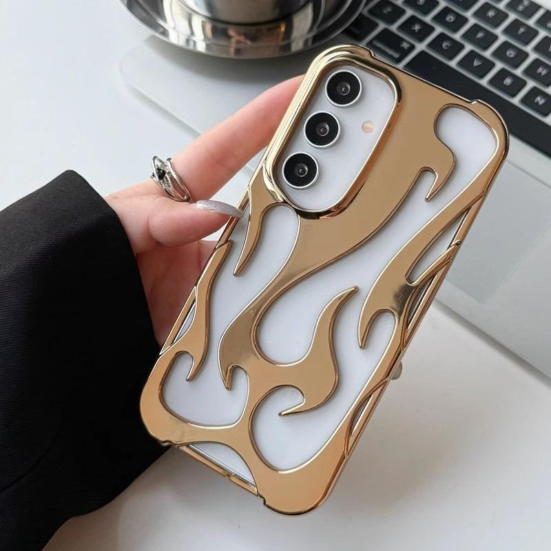 Heat Dissipation Four Corner Shockproof Plating/Matte Fire Pattern Hollow Out Cooling Phone Case For Samsung S25Ultra S24 S23 S22 A14 A15 A16 A06 A54 A55 Soft Full Cover