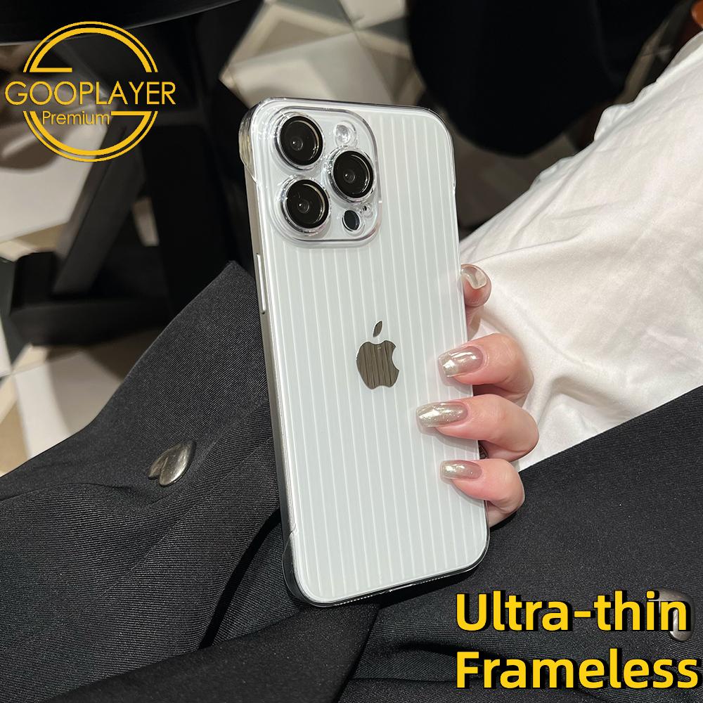 For iPhone 16 15 14 13 12 Pro Max Phone Case, Ultrathin Frameless Corrugated Grille PC Hard Matte Frozen Fog Clear High Transparency Full Cover