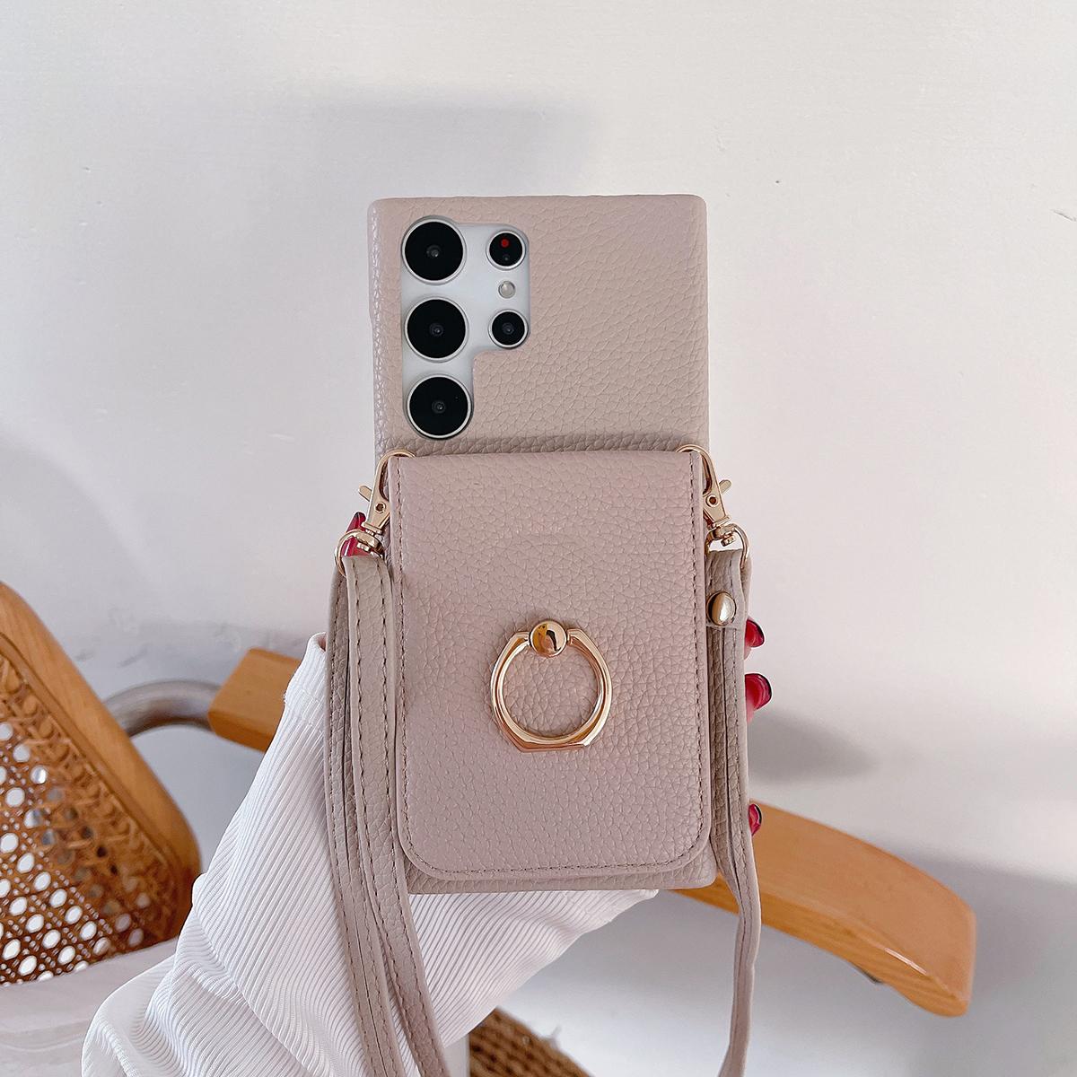 Wallet Case for Samsung Galaxy S24Ultra S24 S23 Ultra S22 Plus Card Holder Ring Mirror Wrist Strap Lanyard Handbag Crossbody Leather Cover for Samsung A15 A35 A55 A54