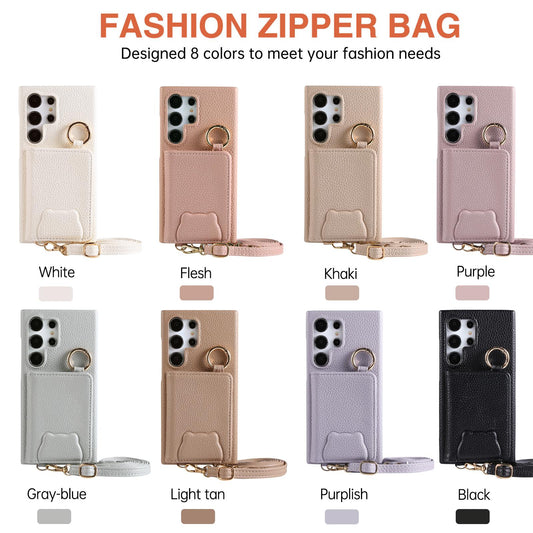 Crossbody Mirror Wallet with Card Holder Phone Case for Samsung Galaxy S22 Plus A13 A14 A15 A22 A24 A25 A33 A34 A35 A53 A54 A55 Back Cover