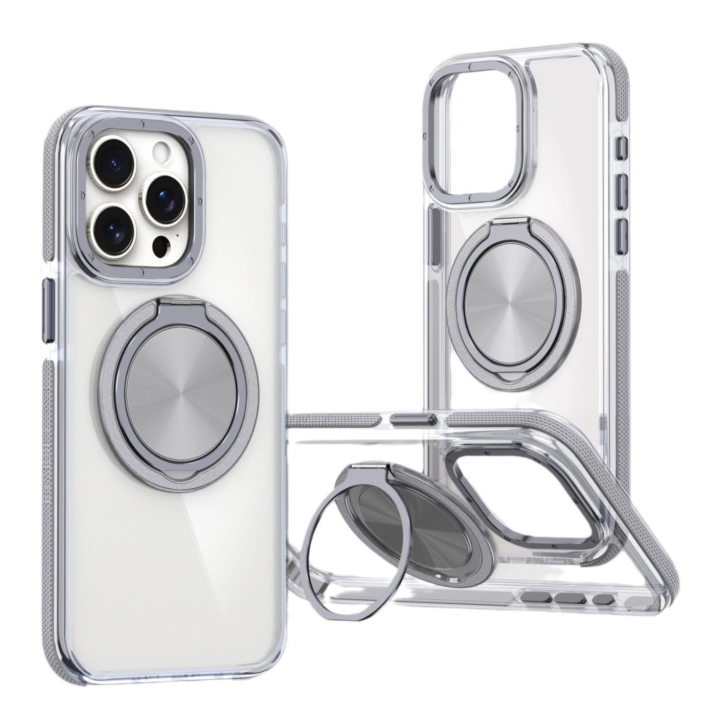 HD Clear Strong Magnetic 360 Rotating Kickstand For Magsafe Phone Case For iPhone 16 15 14 13 12 11 Pro Max Plus Metal Frame Acrylic Shockproof Bumper Hard Cover