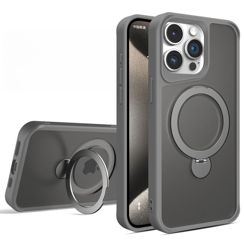 Slim PC Strong Magnetic Phone Case with 360 Rotating Metal Kickstand For iPhone 16ProMax 15 14 13 12 11 Skin Feel Bumper Shockproof Hard Full Cover