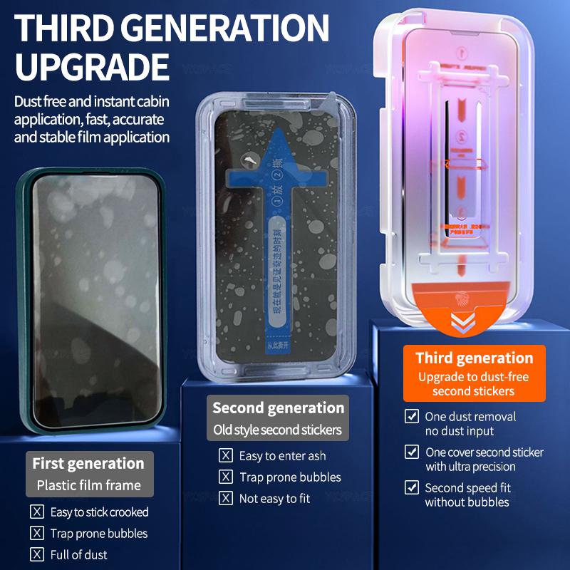 2Pcs Alignment Mount Dust Free Kit HD Clear 9H Tempered Glass For iPhone 16 15 14 Plus 13 12 11 Pro XS Max XR Screen Protector