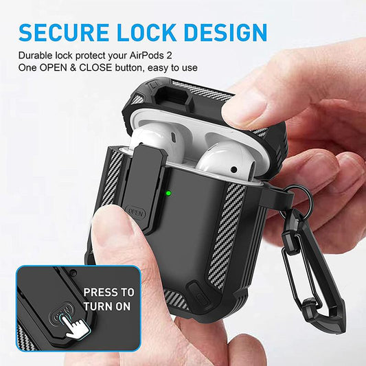 Switch Lock Kopfhörerhülle für Airpods Pro Luxus Carbon Fiber Armor Bluetooth Kopfhörer Ladebox Abdeckung für Airpods 2 3 2021