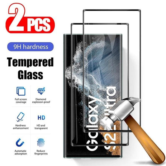 2PCS Tempered Glass For Samsung Galaxy S24Ultra S24FE S22 Ultra S23Plus Protective Glass For S21 S23 S22 A14 A15 A24 A25 A34 A35 A52 A53 A54 A55 Screen Protector Film