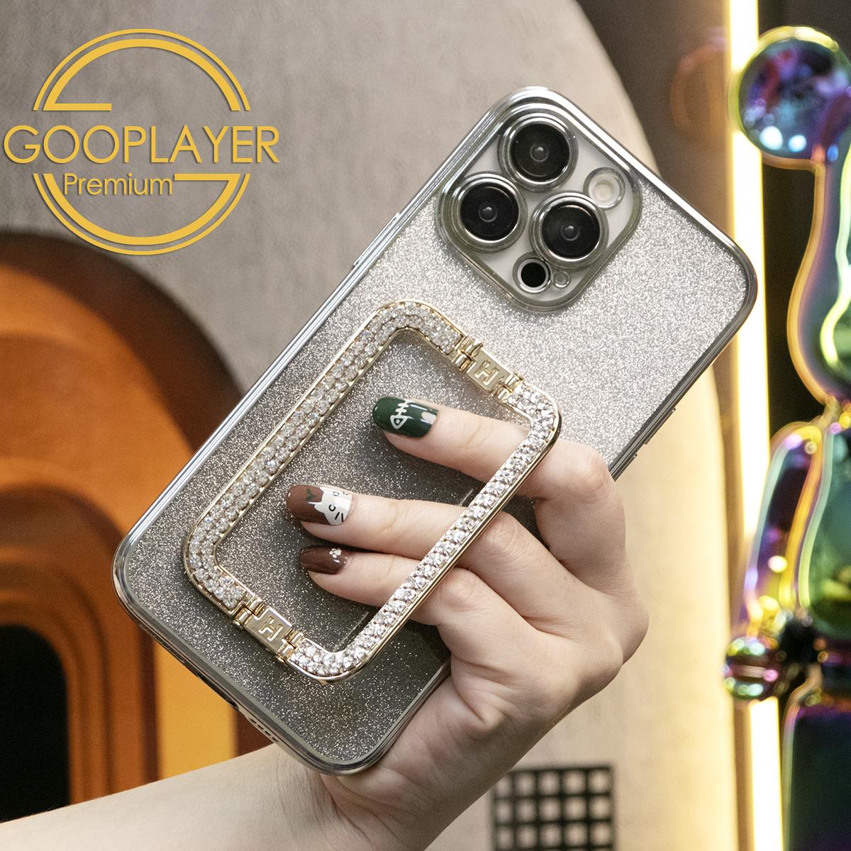 Für iPhone 16 15 14 13 Pro Max Handyhülle, Klarer Farbverlauf Glitzer Quadratischer Ständer TPU Luxus Beschichtung Schlank Weiche Vollständige Abdeckung