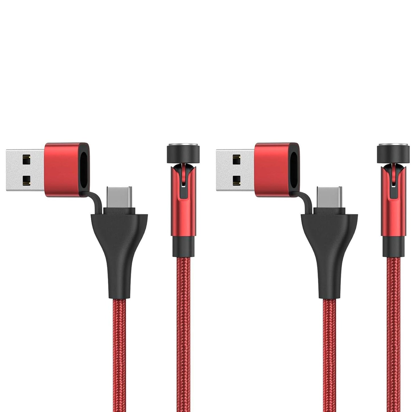 Magnetic 5 in 1 USB Cable Type C to 3 in 1 for iPhone Cable Micro USD C to iOS Data Cables Nylon Braided Durable Fast Charging Magnetic Rotating Cable Universal Accessories