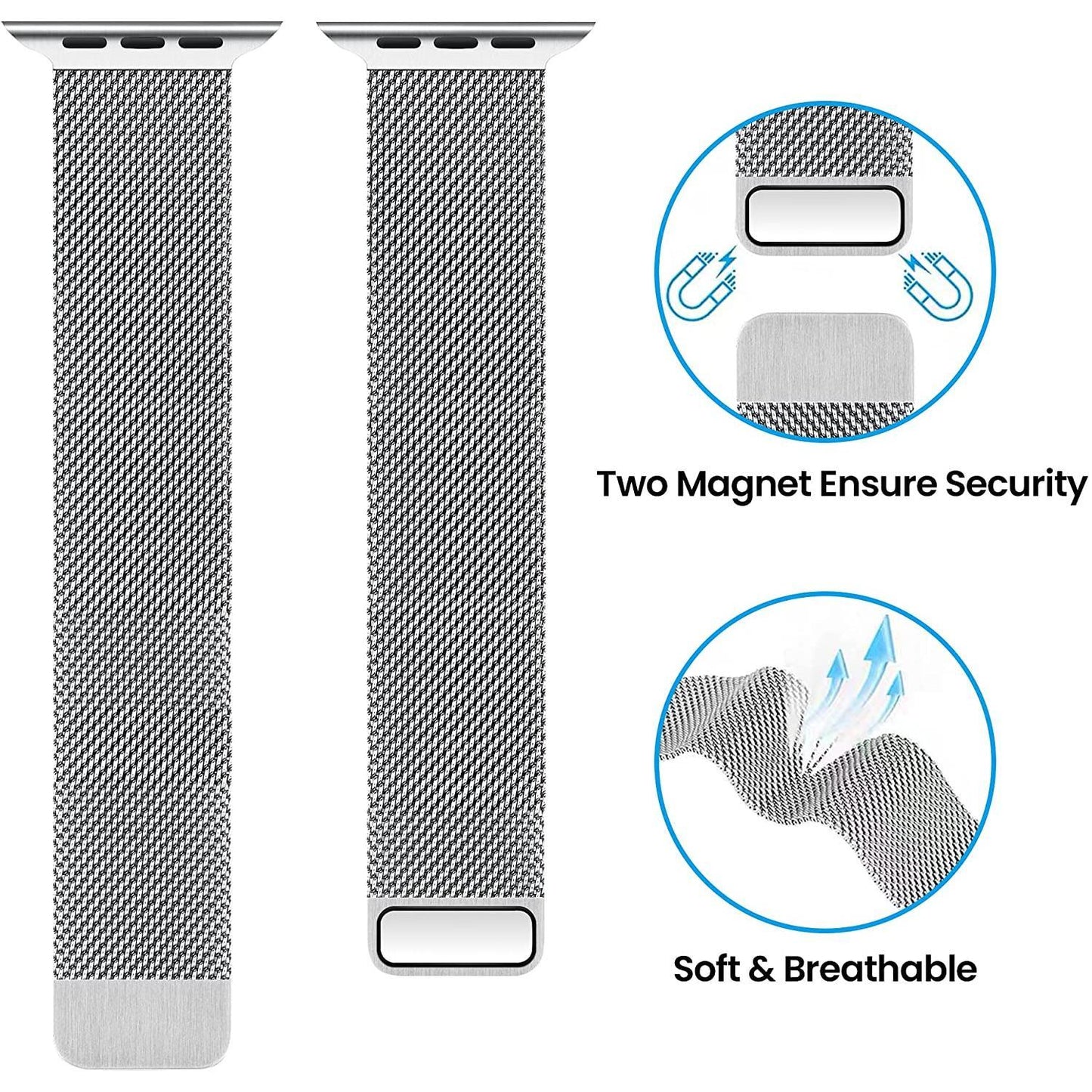 Milanese Loop Band for Apple watch Ultra 8 7 6 5 4 SE 45mm 49mm 44mm 41mm 40mm Metal Magnetic Double Section Strap iWatch 3 42mm
