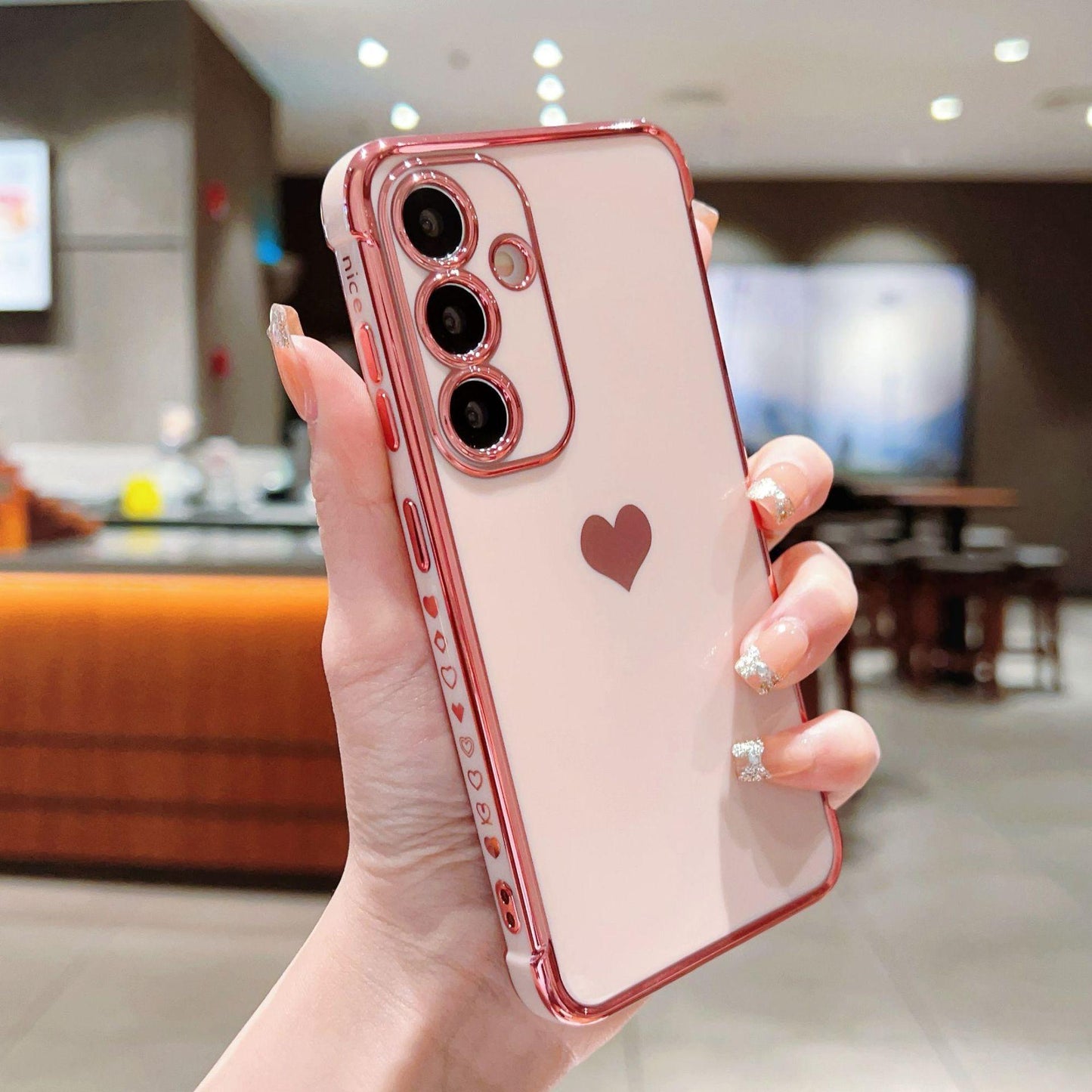 Plating Love Heart TPU Basic Phone Case For Samsung A14 A15 A16 A24 A25 A33 A34 A35 A36 A53 A54 A55 A56 Shockproof Soft Full Cover