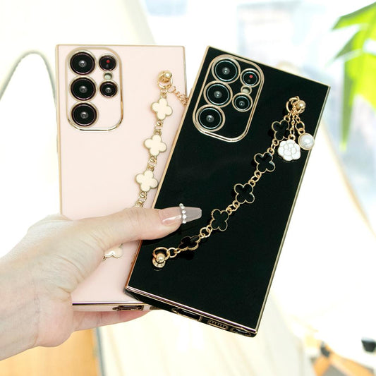 Flower Chain Plating Phone Case for Samsung S24 S23 S22 S21 FE Plus Ultra Note20