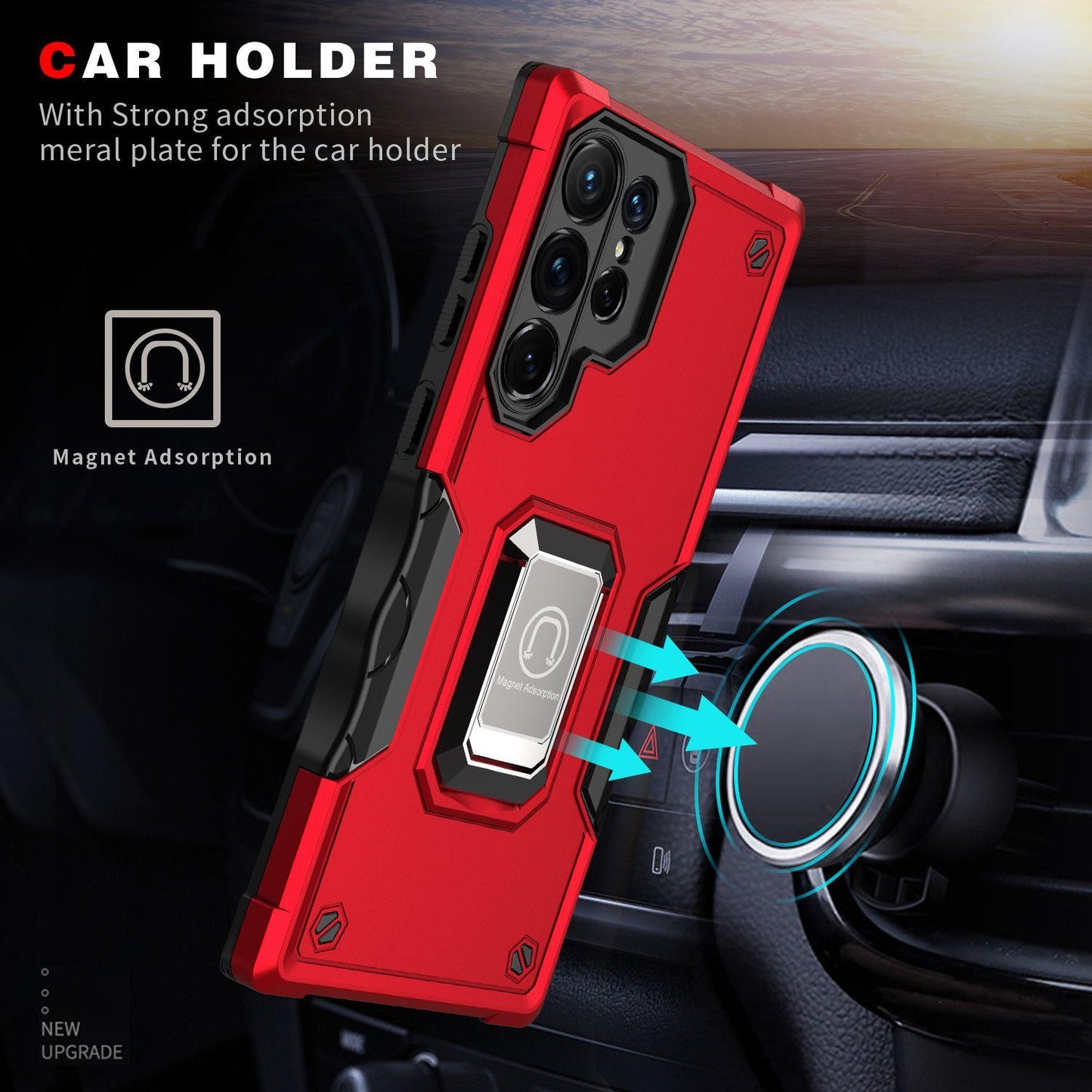For Samsung S24 S23 S22 S21 FE Ultra Case, Heavy Duty Protection Magnetic Kickstand, Shockproof Case Camera Protection Hard Cover