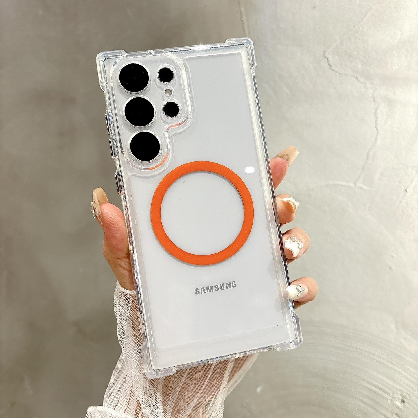 Acrylic Transparent Magnetic High Protection Four Corner Shockproof Phone Case For Samsung S25Ultra S25 S24 S23 S22 S21 Not Yellowing Clear Hard Full Cover