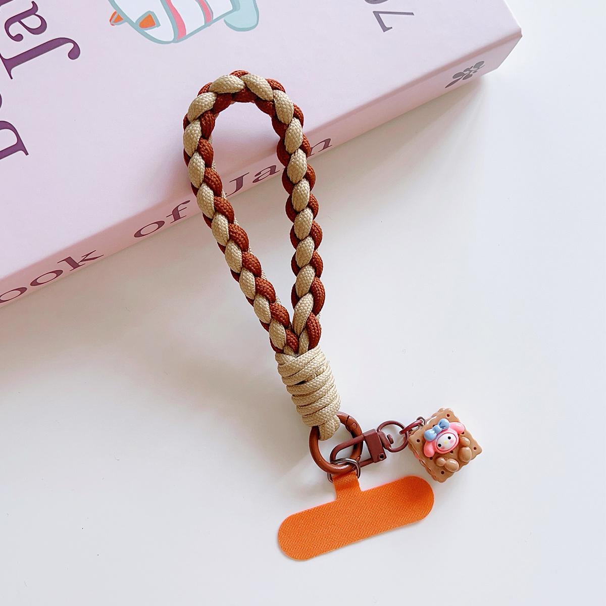 4-Strand Braided Rope Keychain Wrist Rope with Pendant Phone Case Anti-lost Rope Strap Key Ring Tactical Survival Tool Backpack Buckle