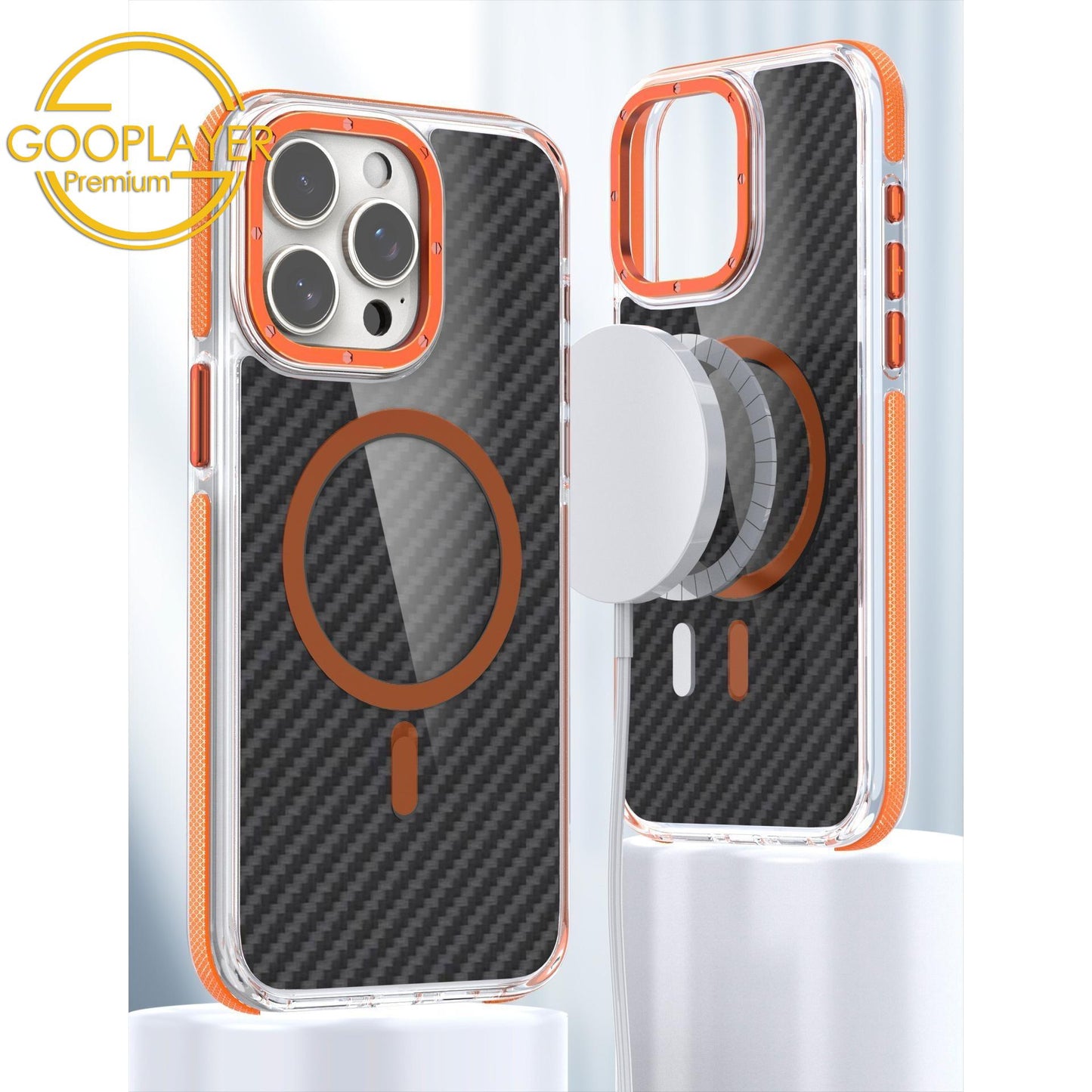 For iPhone 16 15 14 13 12 11 Pro Max Phone Case, Premium Strong Magnetic Carbon Fiber Metal Camera Frame Acrylic Clear Shockproof Anti-Fall Bumper for Magsafe Non-Yellowing Hard Full Cover
