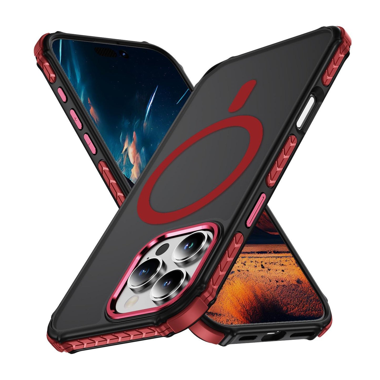 Two-Tone Matte Transparent Anti-Dust Four Corner Anti-Fall Bumper Shockproof Strong Magnetic Phone Case for iPhone 16ProMax 16 15 14 13 12 11 XR Hard Cover