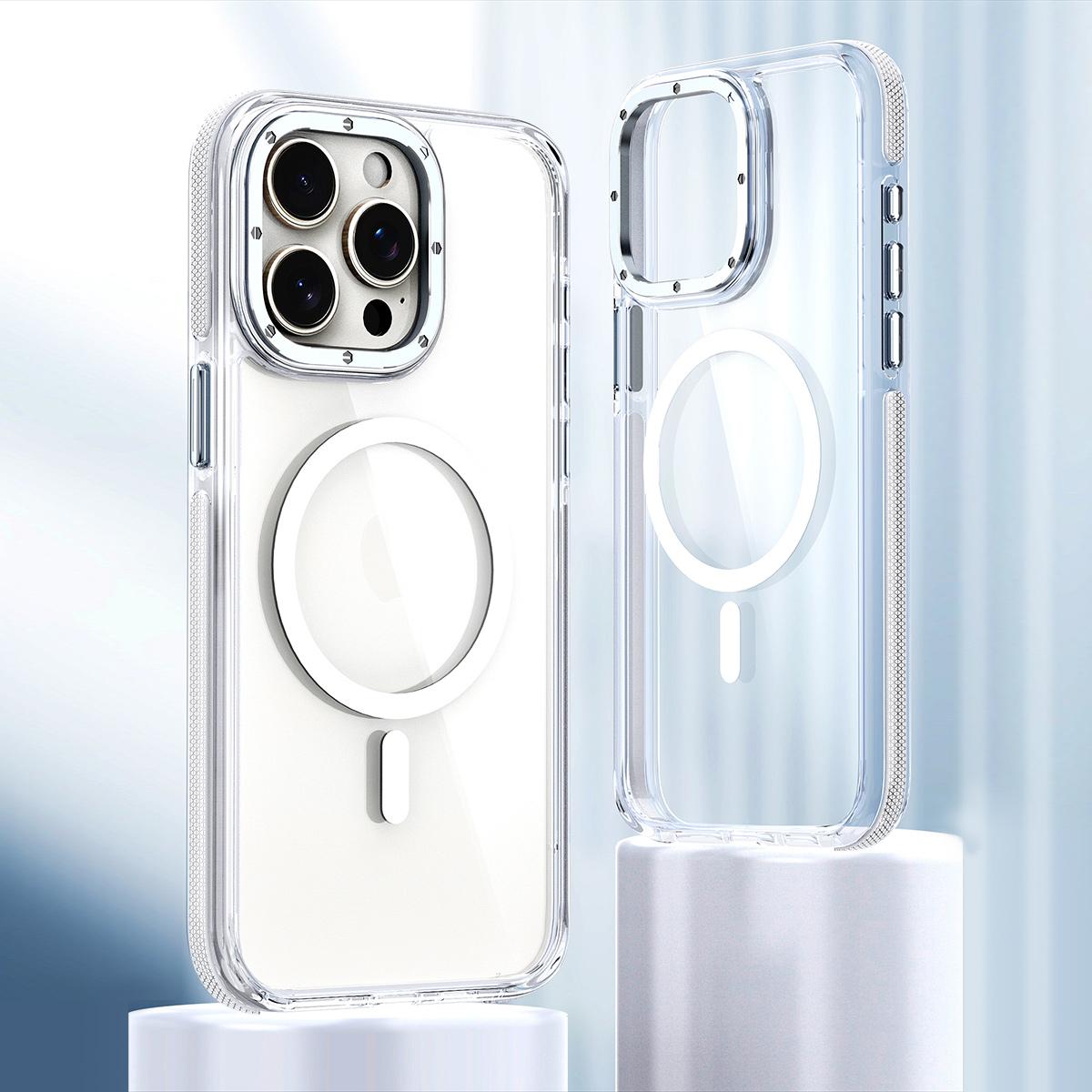 Dual Color Magnetic For Magsafe Wireless Charging Case For iPhone 16 15 14 13 Pro Max Plus Clear TPU Acrylic Hard Cover