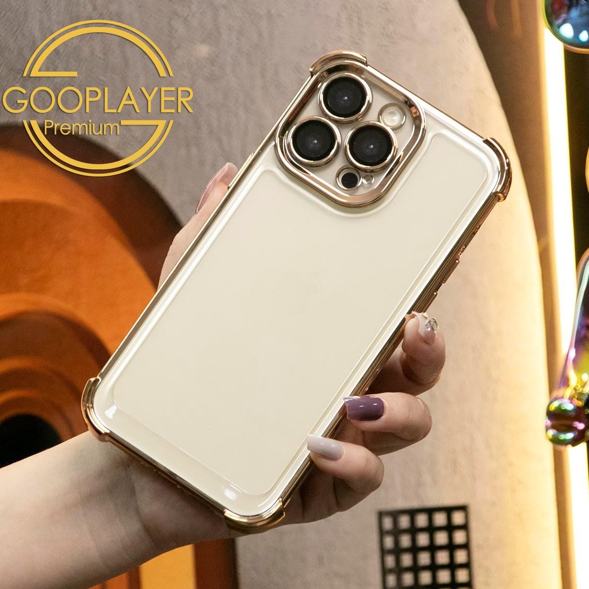 For iPhone 16 15 14 13 Phone Case, Luxury Four Corner Plating Clear High Definition Acrylic Built-in Camera Protector Shockproof Hard Full Cover