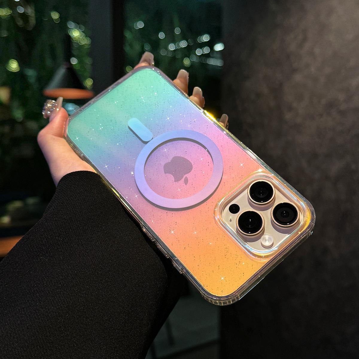 Dazzling Shining Magnetic Phone Case 16 Pro Max for iPhone Bling 15 Pro 14 13 12 11 Luxury Glitter Clear Magnetic Phone Case For Girls