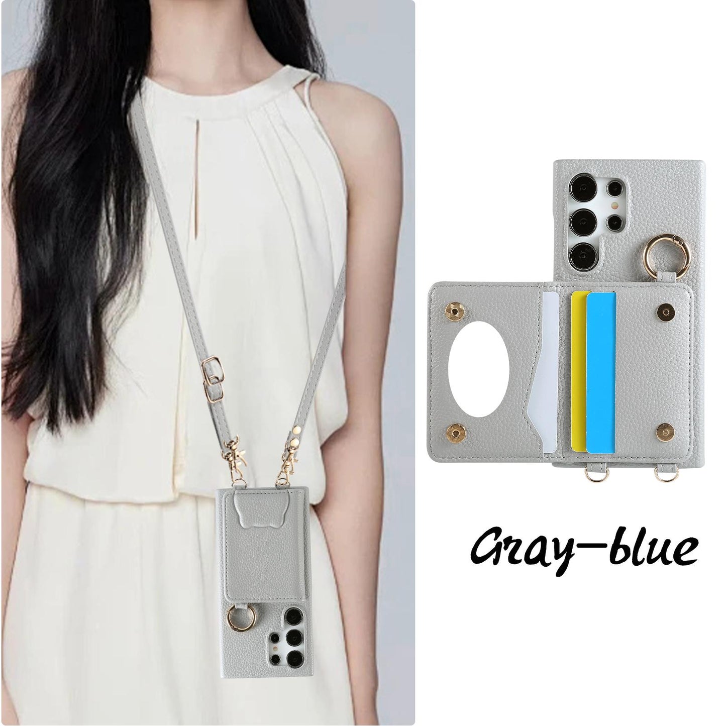 Crossbody Mirror Wallet with Card Holder Phone Case for Samsung Galaxy S22 Plus A13 A14 A15 A22 A24 A25 A33 A34 A35 A53 A54 A55 Back Cover