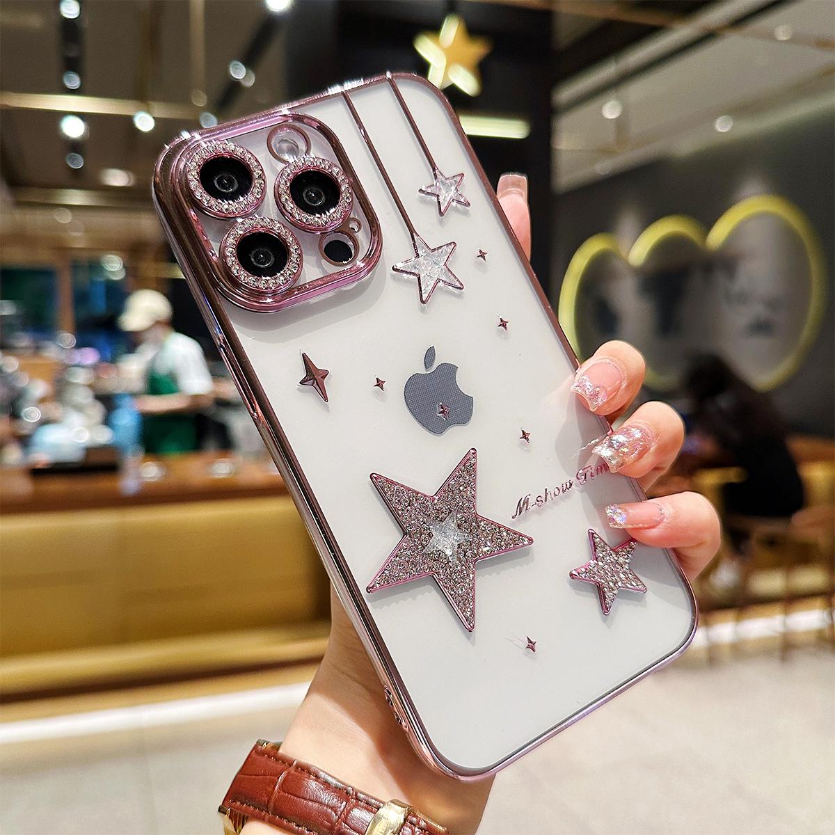 For iPhone 11 12 13 14 15 Pro Max Luxuxy Unique Diamond Star Soft Phone Case Cover